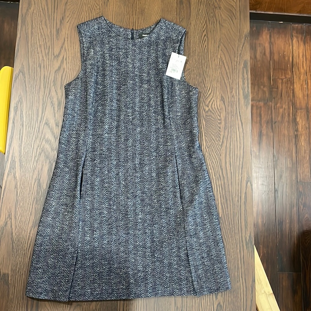Theory Navy Multi Chevron Knit Dress